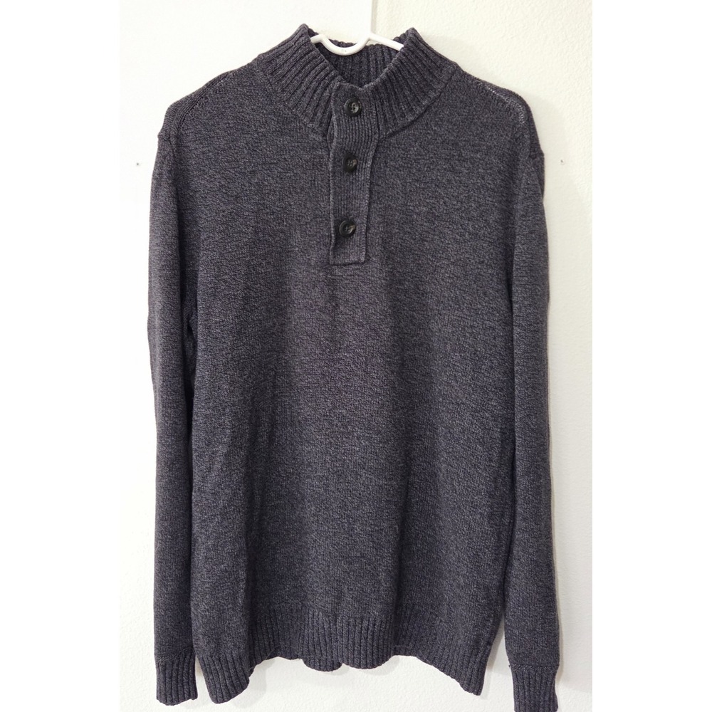 American‎ Eagle Mens Sweater Large Gray Seriously Soft Grandpa Button Collar